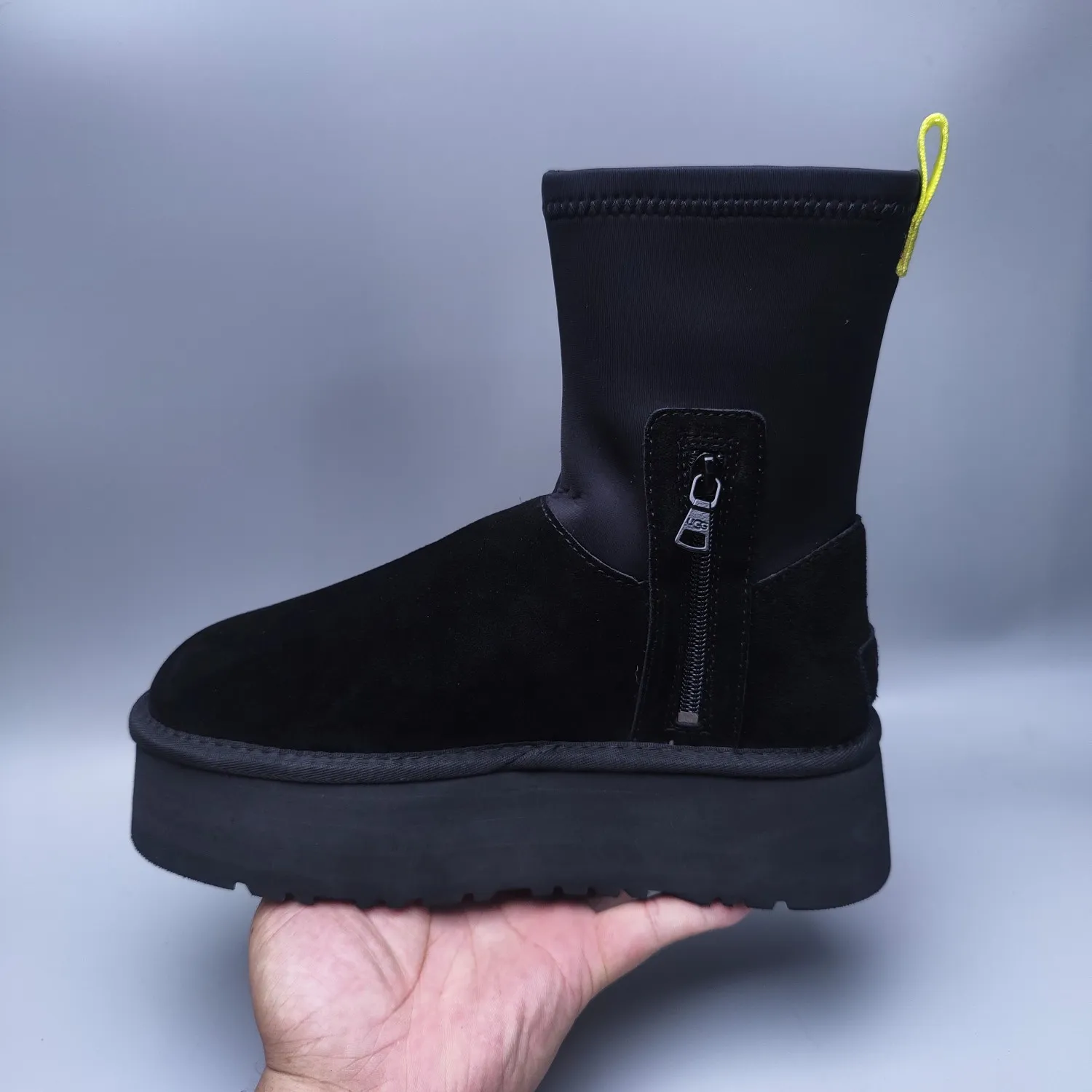 💰560 UGG sheepskin all-in-one snow boots 4031 Thick-soled elastic mid-cut casual style Color: Maroon Black Sand Size: 35-40